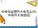 中专毕业想升大专怎么升(中专升大专途径)