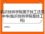 临沂技师学院属于技工还是中专(临沂技师学院是技工吗)