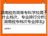 湖南税务高等专科学校属于什么档次，专业排行分析(湖南税专档次专业排名)