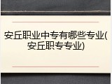 安丘职业中专有哪些专业(安丘职专专业)