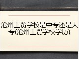沧州工贸学校是中专还是大专(沧州工贸学校学历)