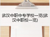武汉中职中专学校一览(武汉中职校一览)
