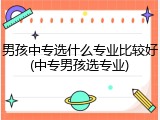 男孩中专选什么专业比较好(中专男孩选专业)