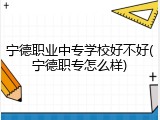宁德职业中专学校好不好(宁德职专怎么样)