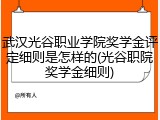 武汉光谷职业学院奖学金评定细则是怎样的(光谷职院奖学金细则)