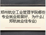 郑州航空工业管理学院哪些专业就业前景好，为什么(郑航就业佳专业)
