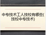 中专技术工人技校有哪些(技校中专技术)