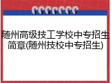 随州高级技工学校中专招生简章(随州技校中专招生)