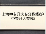 上海中专升大专分数线(沪中专升大专线)