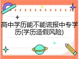 高中学历能不能谎报中专学历(学历造假风险)
