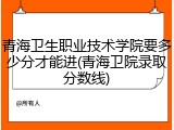 青海卫生职业技术学院要多少分才能进(青海卫院录取分数线)