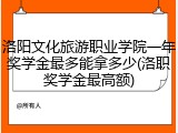 洛阳文化旅游职业学院一年奖学金最多能拿多少(洛职奖学金最高额)