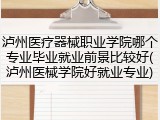 泸州医疗器械职业学院哪个专业毕业就业前景比较好(泸州医械学院好就业专业)