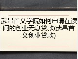 武昌首义学院如何申请在读间的创业无息贷款(武昌首义创业贷款)