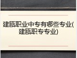 建瓯职业中专有哪些专业(建瓯职专专业)
