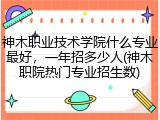 神木职业技术学院什么专业最好，一年招多少人(神木职院热门专业招生数)
