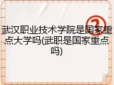 武汉职业技术学院是国家重点大学吗(武职是国家重点吗)