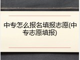 中专怎么报名填报志愿(中专志愿填报)