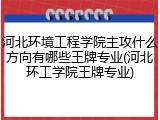 河北环境工程学院主攻什么方向有哪些王牌专业(河北环工学院王牌专业)