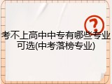 考不上高中中专有哪些专业可选(中考落榜专业)