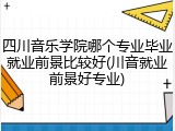 四川音乐学院哪个专业毕业就业前景比较好(川音就业前景好专业)
