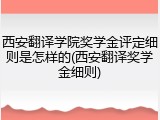 西安翻译学院奖学金评定细则是怎样的(西安翻译奖学金细则)