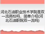 河北石油职业技术学院是双一流高校吗，简单介绍(河北石油职院双一流吗)