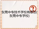 东莞中专技术学校有哪些(东莞中专学校)