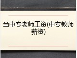 当中专老师工资(中专教师薪资)