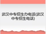 武汉中专招生办电话(武汉中专招生电话)