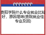 贵阳学院什么专业就业比较好，原因是啥(贵院就业佳专业及因)