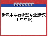 武汉中专有哪些专业(武汉中专专业)