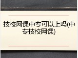 技校网课中专可以上吗(中专技校网课)