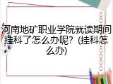 河南地矿职业学院就读期间挂科了怎么办呢？(挂科怎么办)