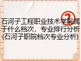 石河子工程职业技术学院属于什么档次，专业排行分析(石河子职院档次专业分析)