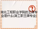 湖北工程职业学院的王牌专业是什么(湖工职王牌专业)