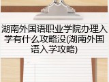 湖南外国语职业学院办理入学有什么攻略没(湖南外国语入学攻略)