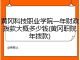 黄冈科技职业学院一年财政拨款大概多少钱(黄冈职院年拨款)