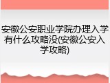 安徽公安职业学院办理入学有什么攻略没(安徽公安入学攻略)