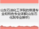 山东石油化工学院的普通专业和特色专业详解(山东石化院专业解析)