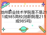 池州职业技术学院是不是211或985高校(池职院是211或985吗)