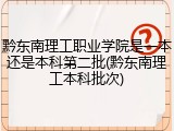黔东南理工职业学院是一本还是本科第二批(黔东南理工本科批次)