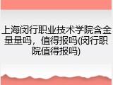 上海闵行职业技术学院含金量量吗，值得报吗(闵行职院值得报吗)