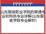 山东服装职业学院的普通专业和特色专业详解(山东服装学院专业解析)