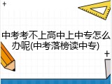 中考考不上高中上中专怎么办呢(中考落榜读中专)