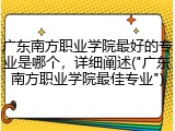 广东南方职业学院最好的专业是哪个，详细阐述("广东南方职业学院最佳专业")