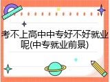 考不上高中中专好不好就业呢(中专就业前景)