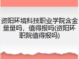 资阳环境科技职业学院含金量量吗，值得报吗(资阳环职院值得报吗)