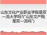 山东文化产业职业学院是双一流大学吗?("山东文产院是双一流吗")