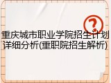 重庆城市职业学院招生计划详细分析(重职院招生解析)
